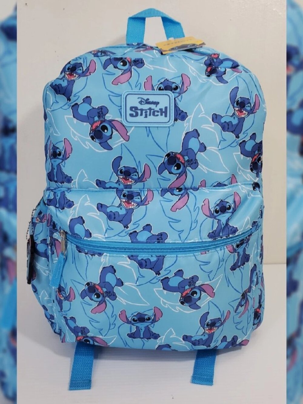 DISNEY STITCH BACKPACK KIDS ALLOVER PRINT STITCH LOGO BOTTLE POCKET